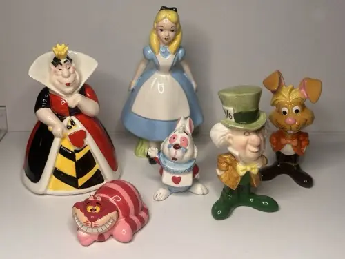 Alice in Wonderland art figurine of the White Rabbit in a blue waistcoat
